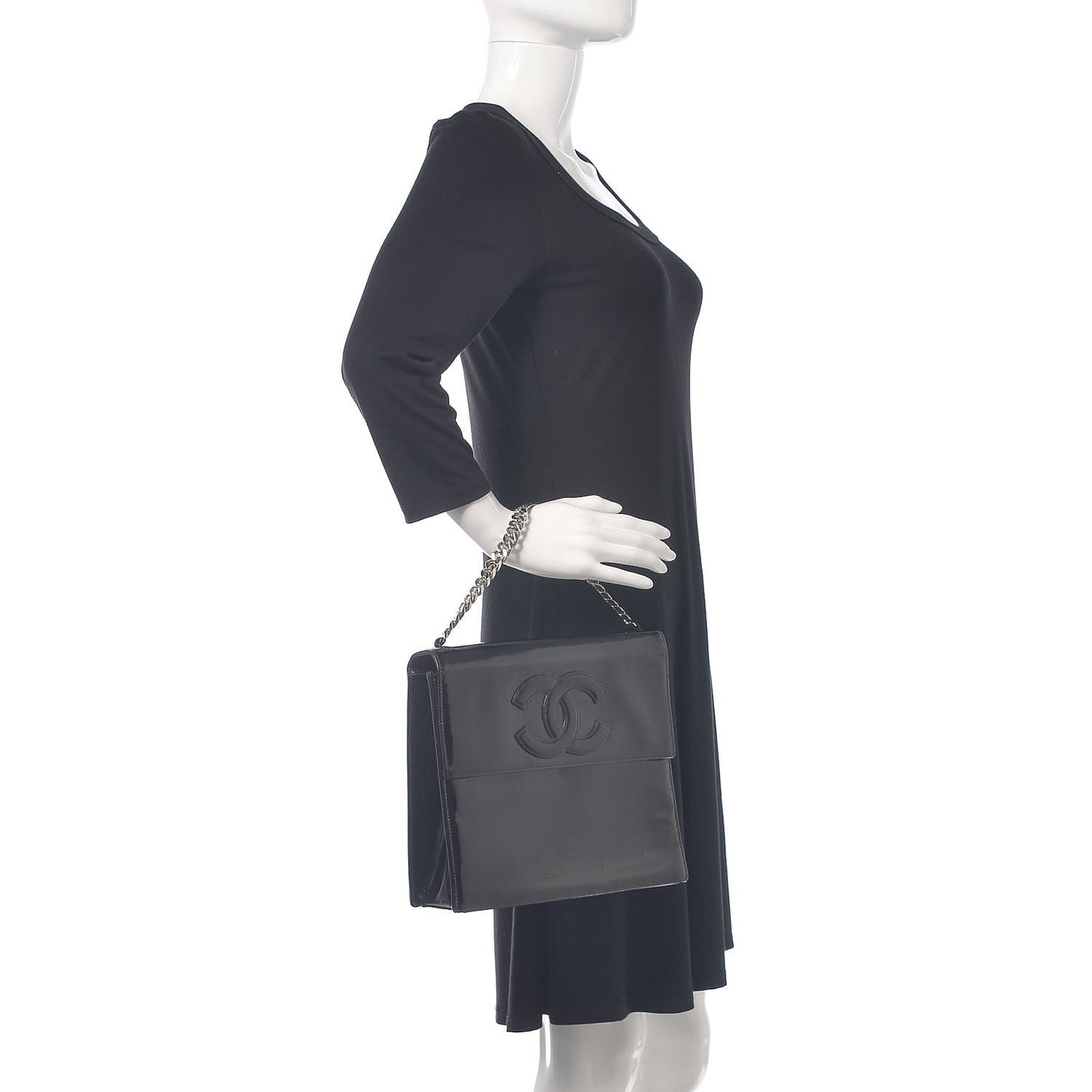 Vinyl CC Flap Bag Black