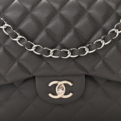 Chanel Caviar Quilted Jumbo Double Flap Dark Grey 8 of 10