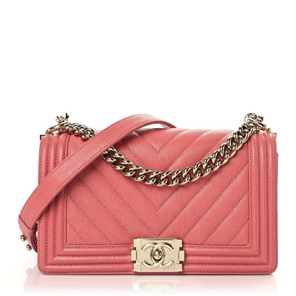 Chanel Caviar Chevron Quilted Medium Boy Flap Pink 1 of 14