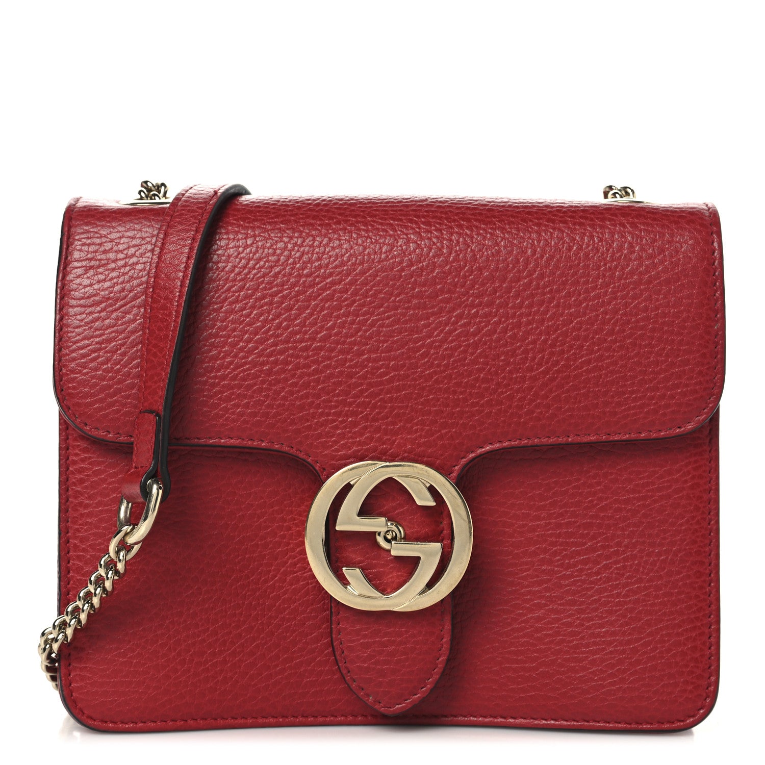 Gucci Dollar Calfskin Small Interlocking G Shoulder Bag Red 1 of 12