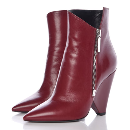 Saint Laurent Calfskin Niki Zip Boots 36 French Burgundy 3 of 9