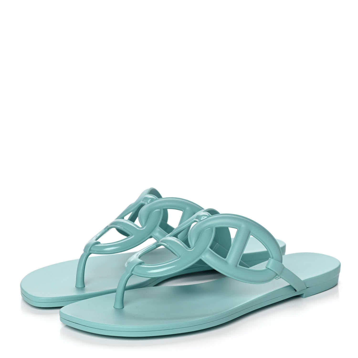 Hermes Rubber Womens Egerie Sandals 38 Vert Embrun 3 of 9