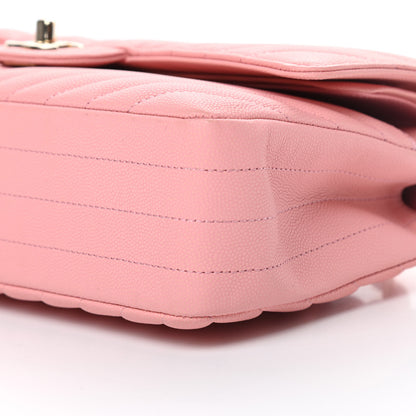 Chanel Caviar Flat Chevron Quilted Medium Double Flap Pink 10 of 12