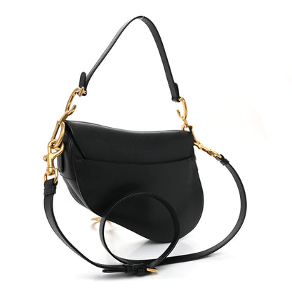 Christian Dior Grained Calfskin Saddle Bag With Strap Black 3 of 10