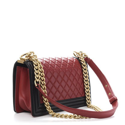 Chanel Lambskin Quilted Medium Boy Flap Red Black 3 of 12