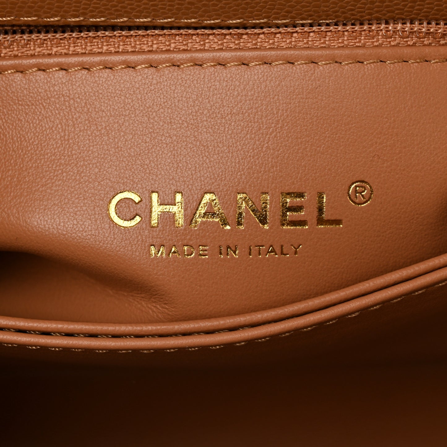 Caviar Quilted Mini Coco Chain Handle Flap Dark Beige