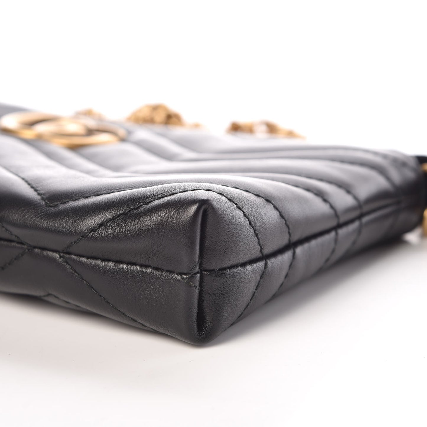 Calfskin Matelasse Mini GG Marmont Chain Bag Black