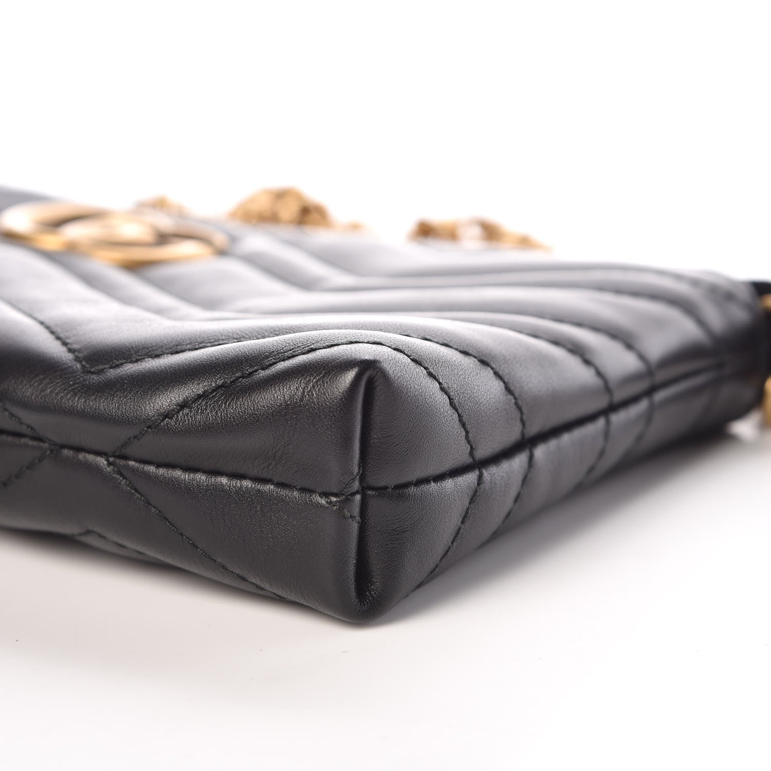 Gucci Calfskin Matelasse Mini GG Marmont Chain Bag Black 8 of 11