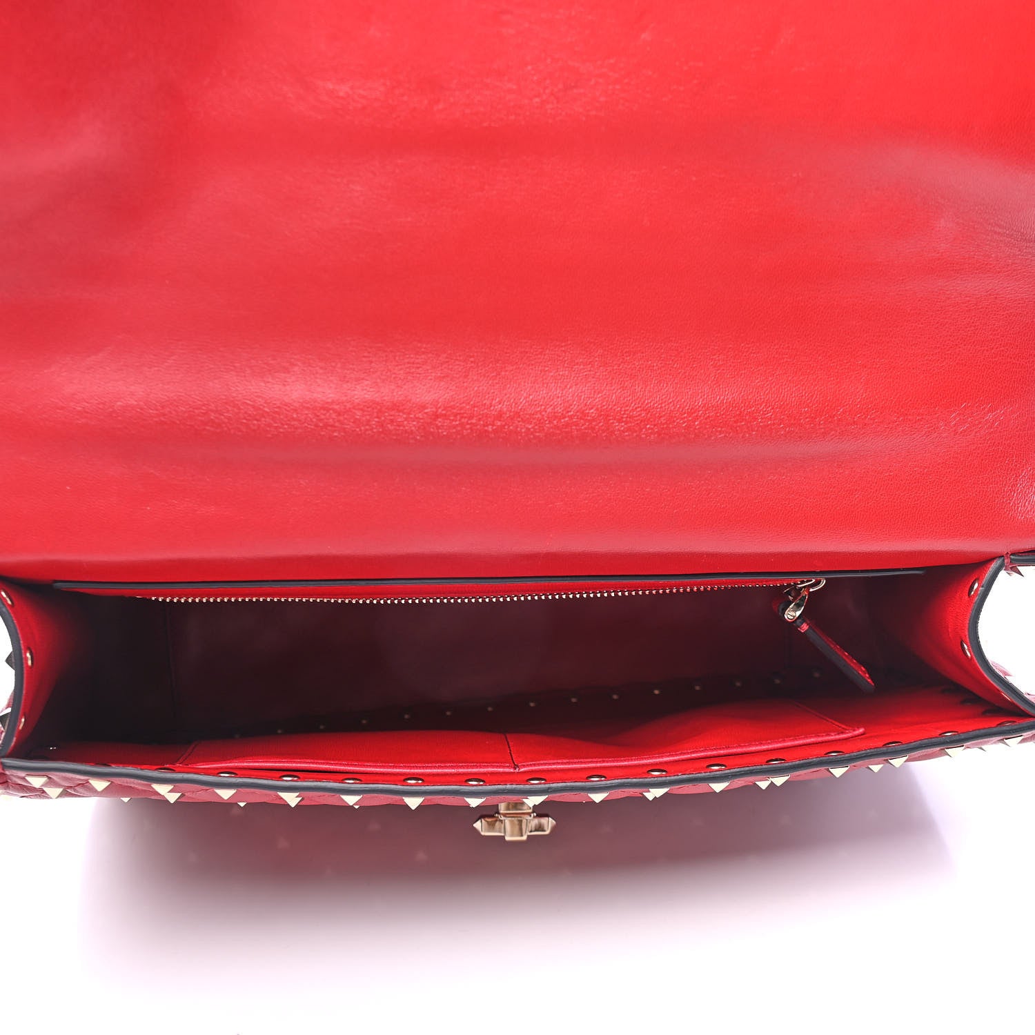 Valentino Garavani Lambskin Large Rockstud Spike Shoulder Bag Red 4 of 4