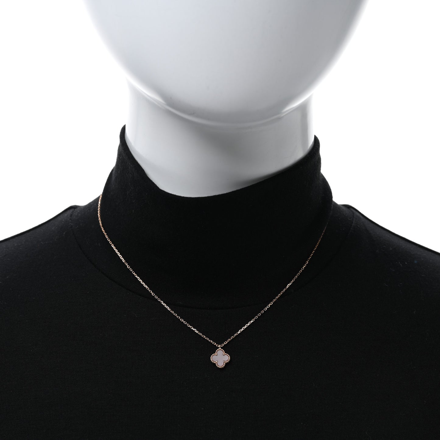 18K Rose Gold Carnelian Sweet Alhambra Pendant Necklace