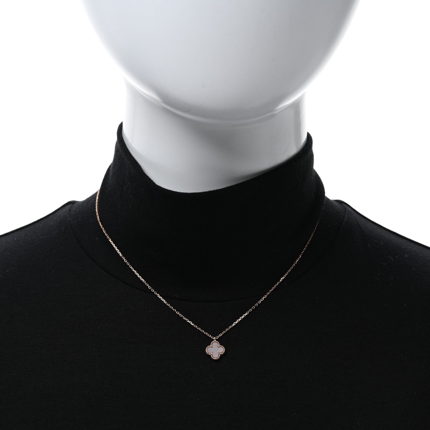 Van Cleef & Arpels 18K Rose Gold Carnelian Sweet Alhambra Pendant Necklace 3 of 5