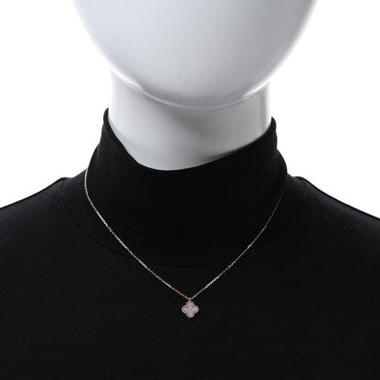 Van Cleef & Arpels 18K Rose Gold Carnelian Sweet Alhambra Pendant Necklace 3 of 5