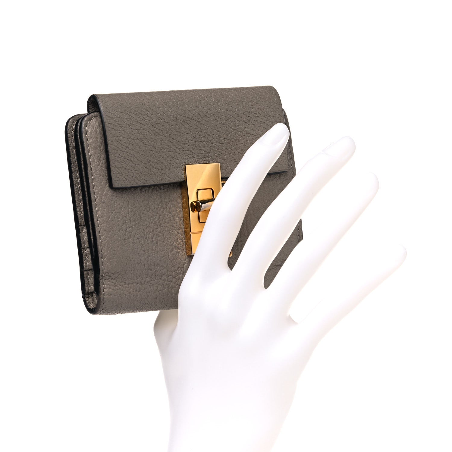 Chloe Grained Lambskin Drew Square Wallet Motty Grey 2 of 18