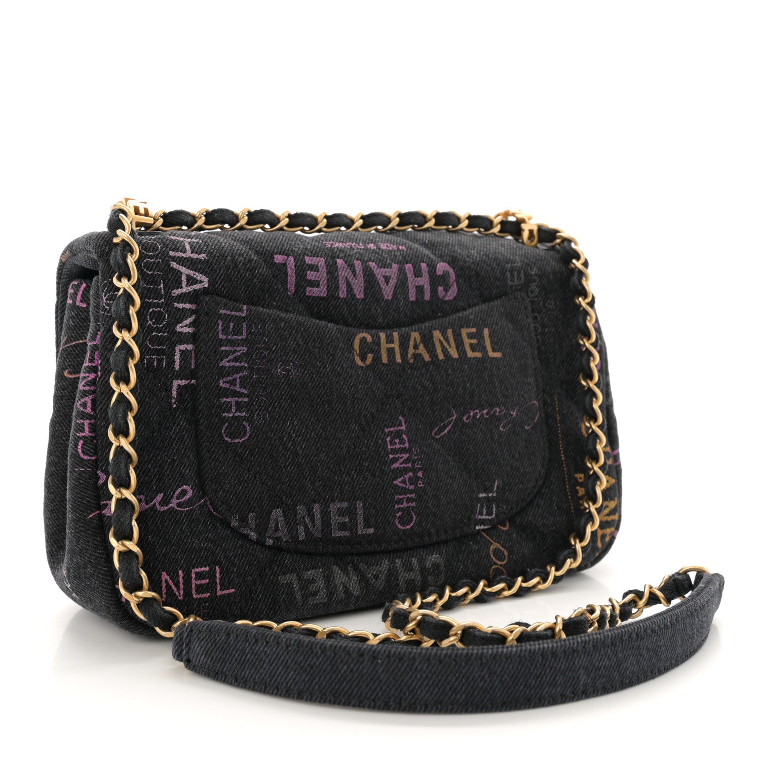 Chanel Denim Quilted Denim Mood Mini Rectangular Flap Black Multicolor 3 of 11