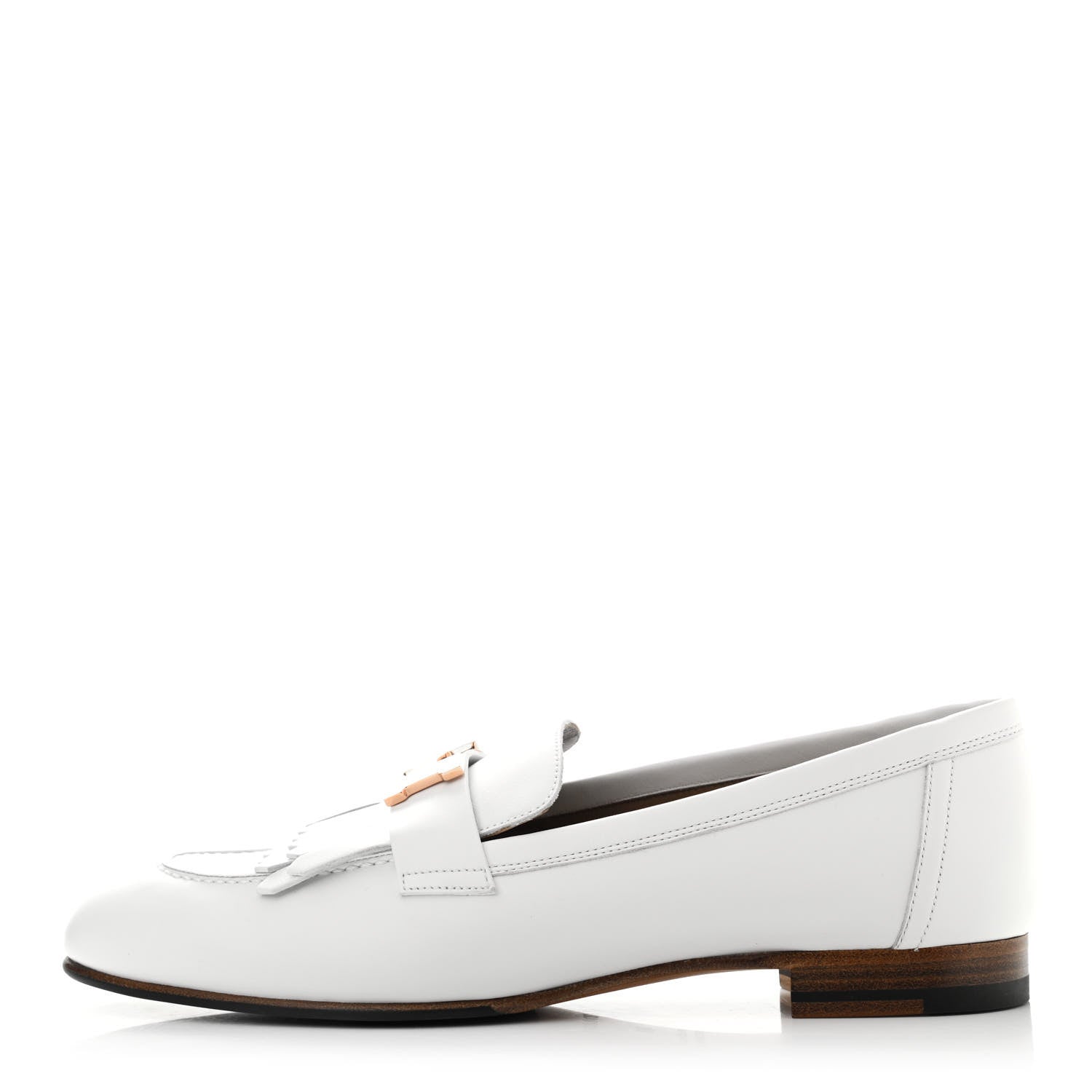 Hermes Calfskin Womens Royal Loafers 40 White 1 of 9