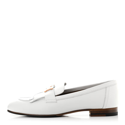 Hermes Calfskin Womens Royal Loafers 40 White 1 of 9