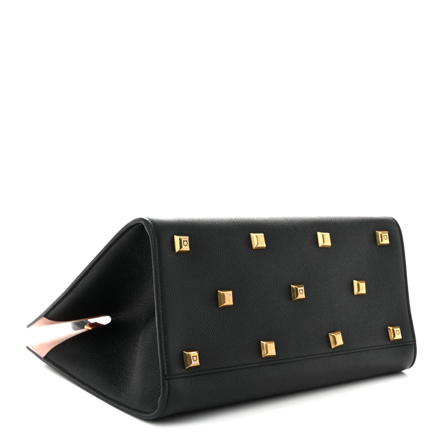 Hammered Calfskin Medium The Studio Box Bag Black