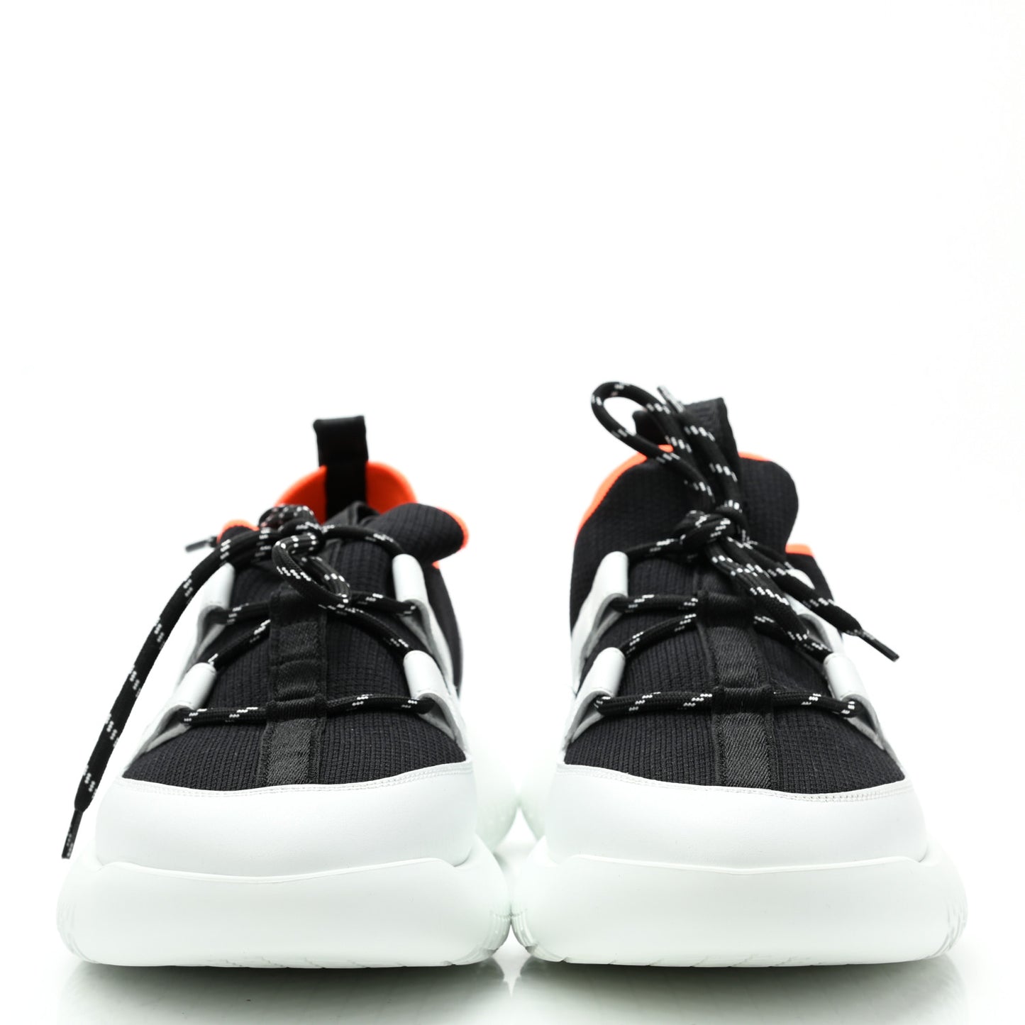 Technical Canvas Calfskin Womens Duel Sneakers 39.5 White Black