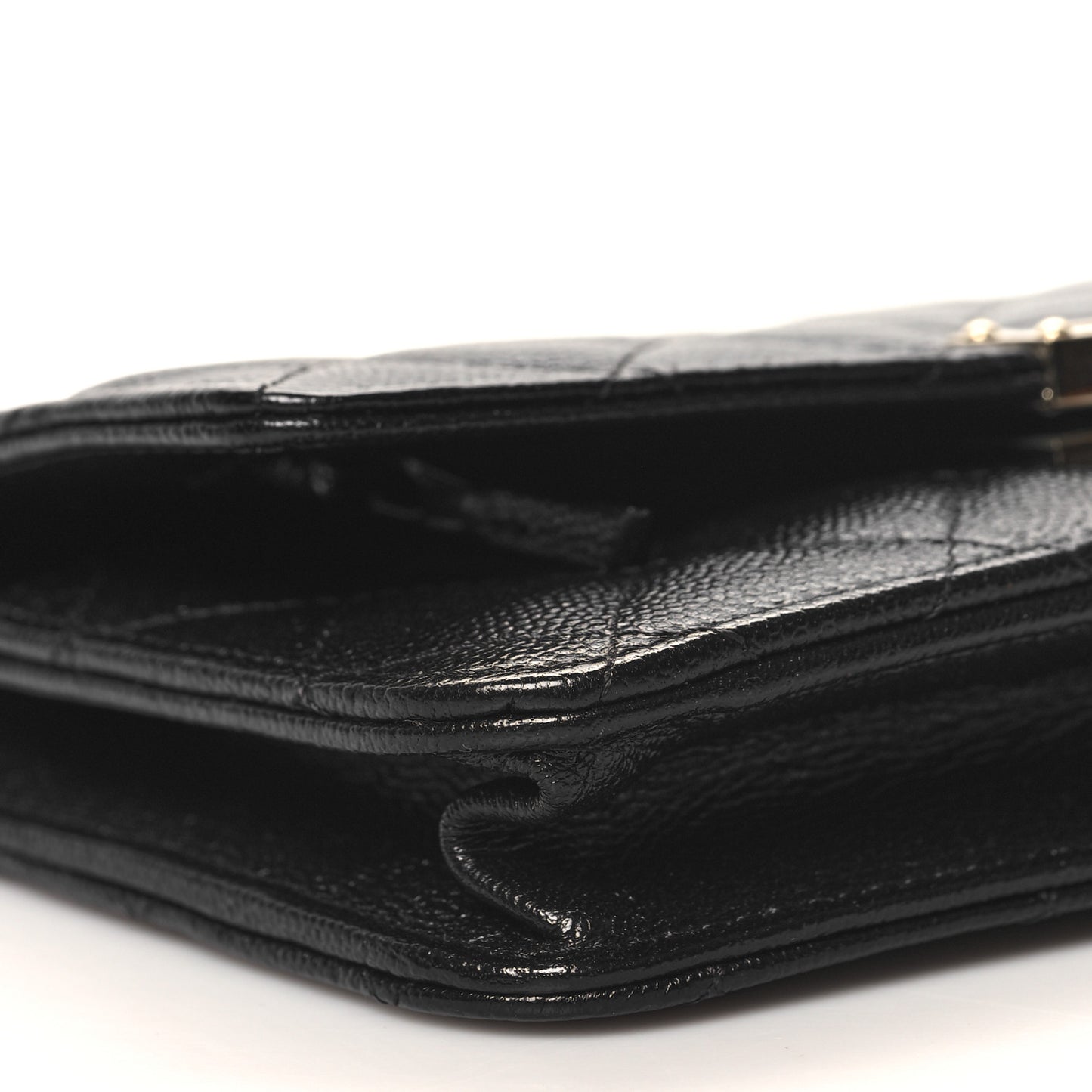 Caviar Quilted Golden Class Wallet On Chain WOC Black