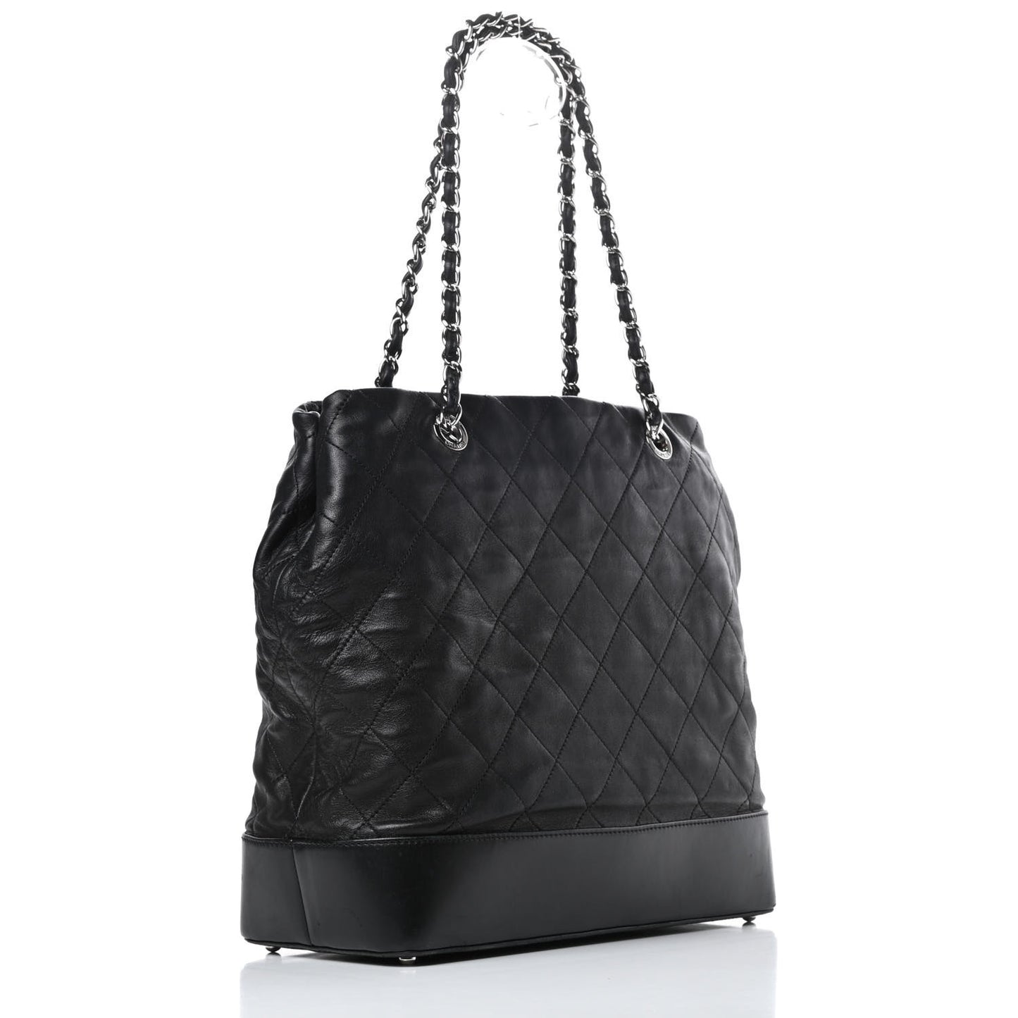 Calfskin Stitched Large VIP Shopping Tote Black