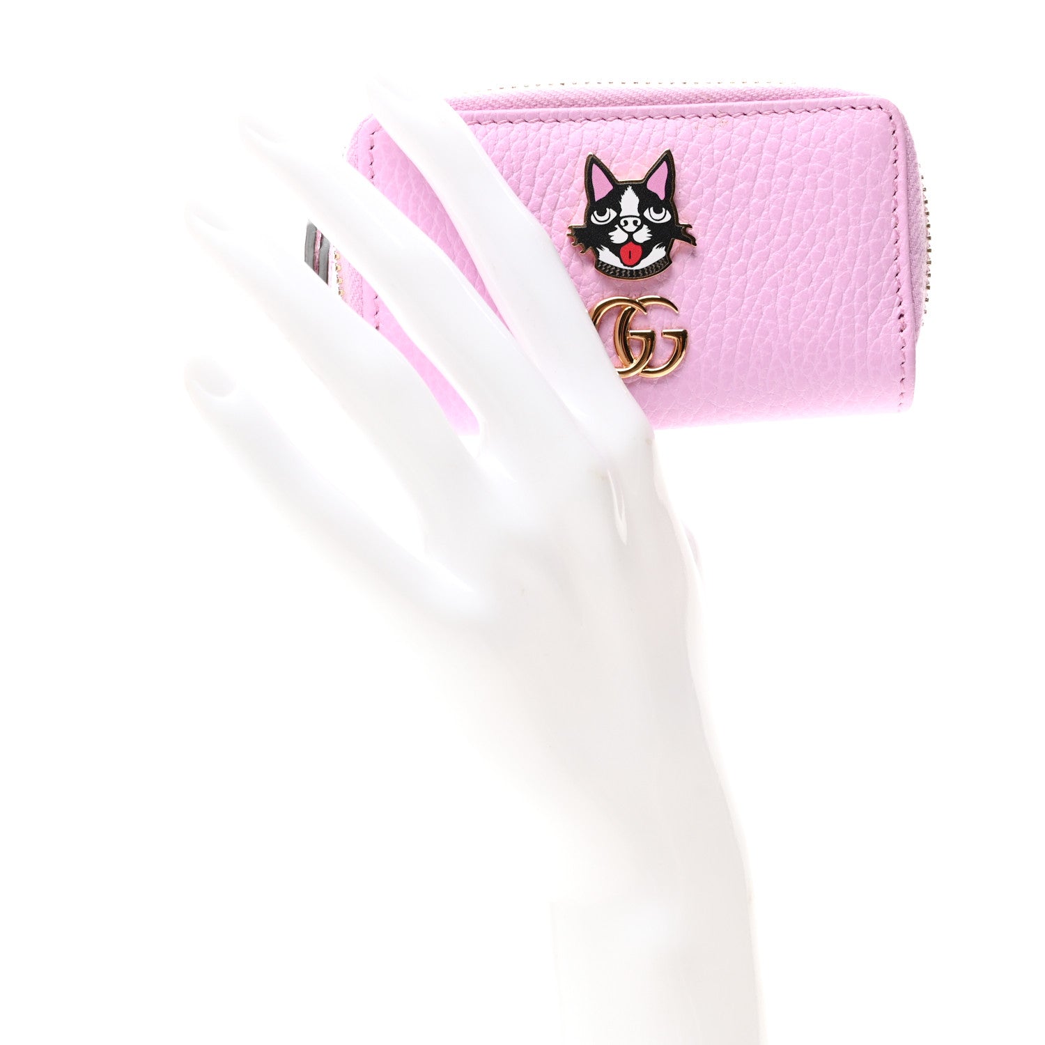 Gucci Dollar Calfskin Bosco Zip Around Key Case Malva 2 of 7