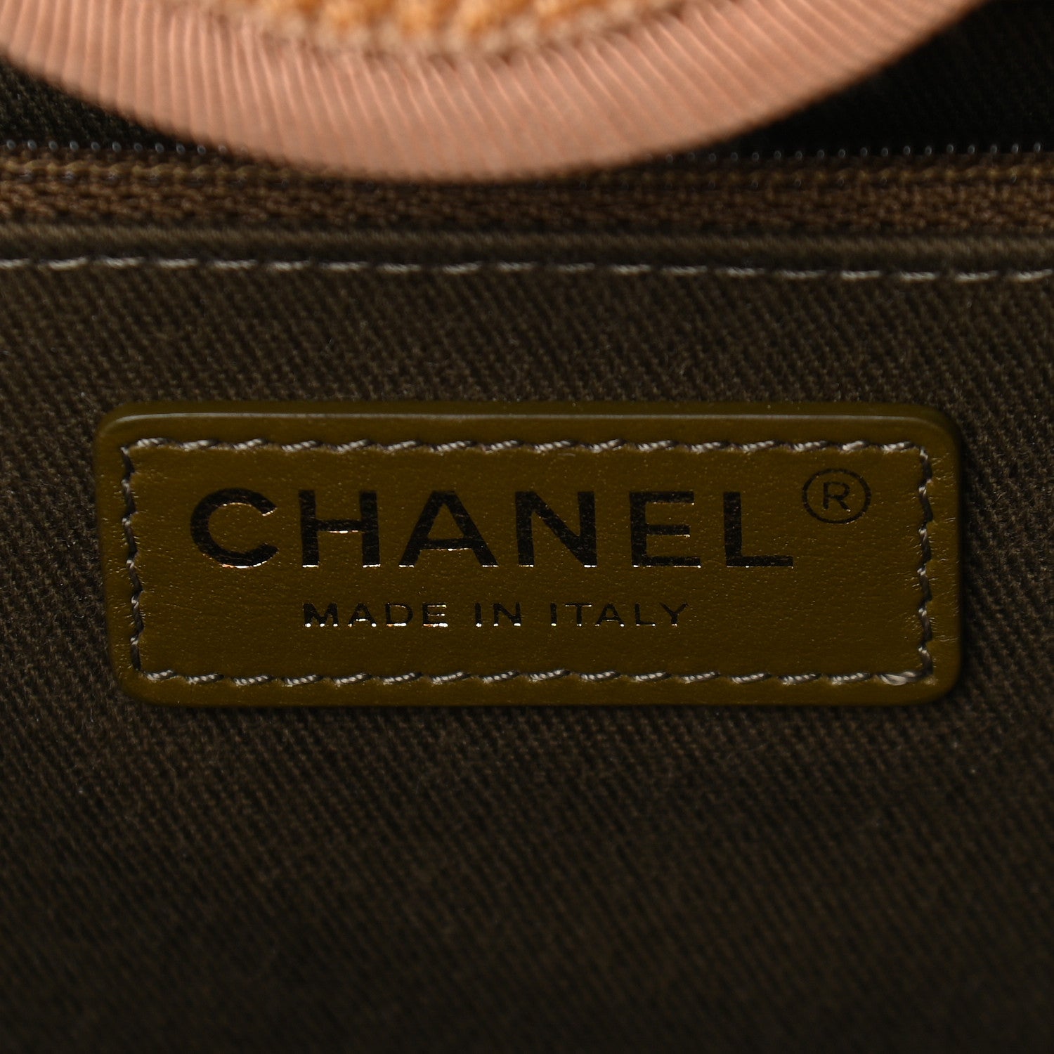 Chanel Straw Raffia Calfskin Striped Medium Deauville Tote Khaki Beige Navy Blue 6 of 9