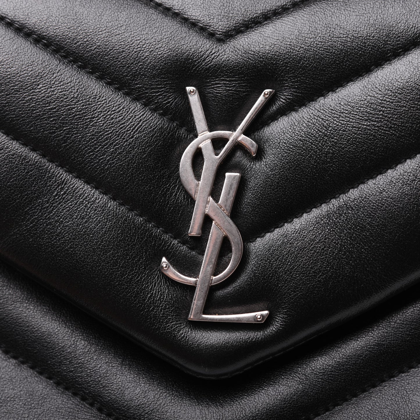 Calfskin Y Quilted Monogram Small Loulou Chain Satchel Black