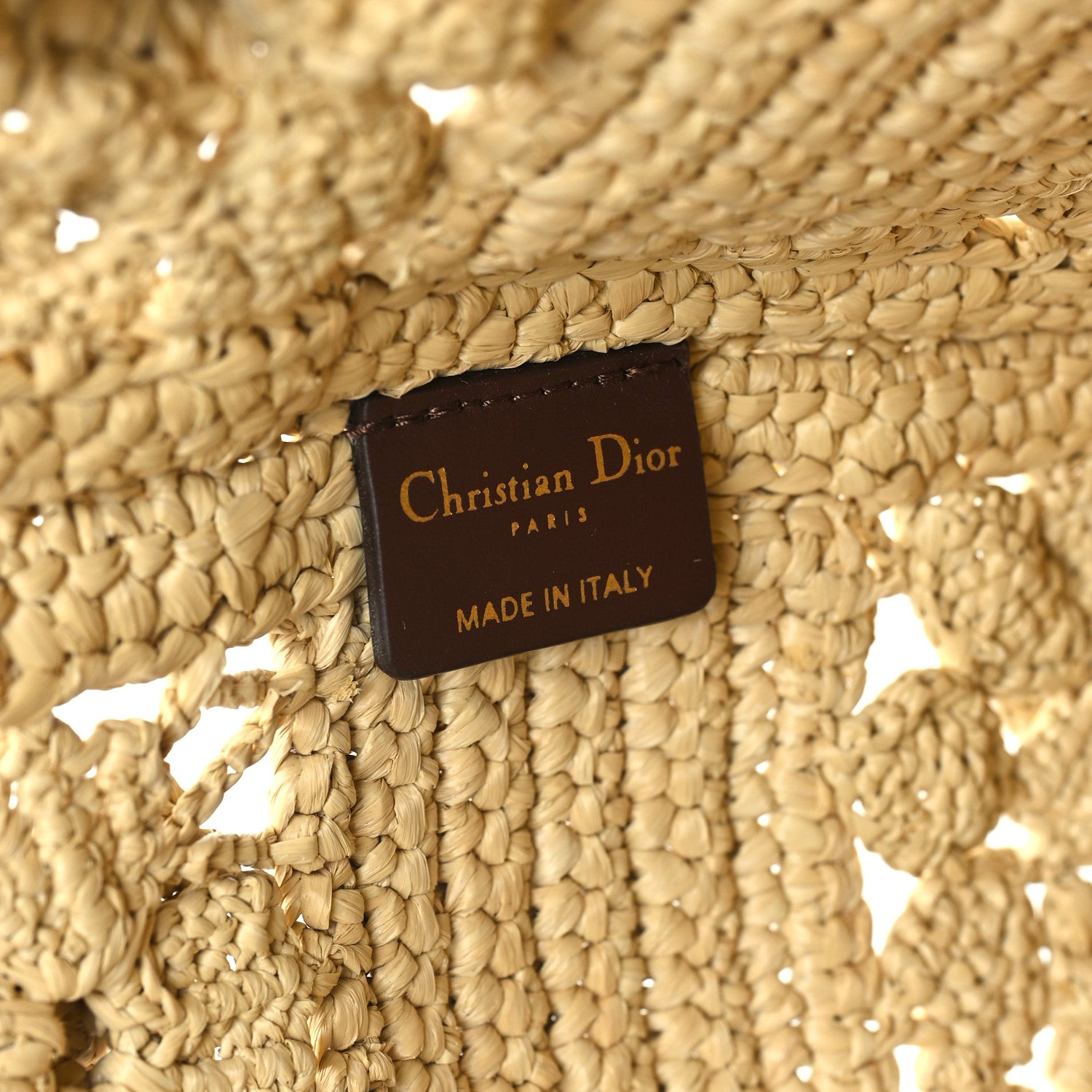 Christian Dior Woven Raffia Floral Embellished Small Book Tote Natural 8 of 14