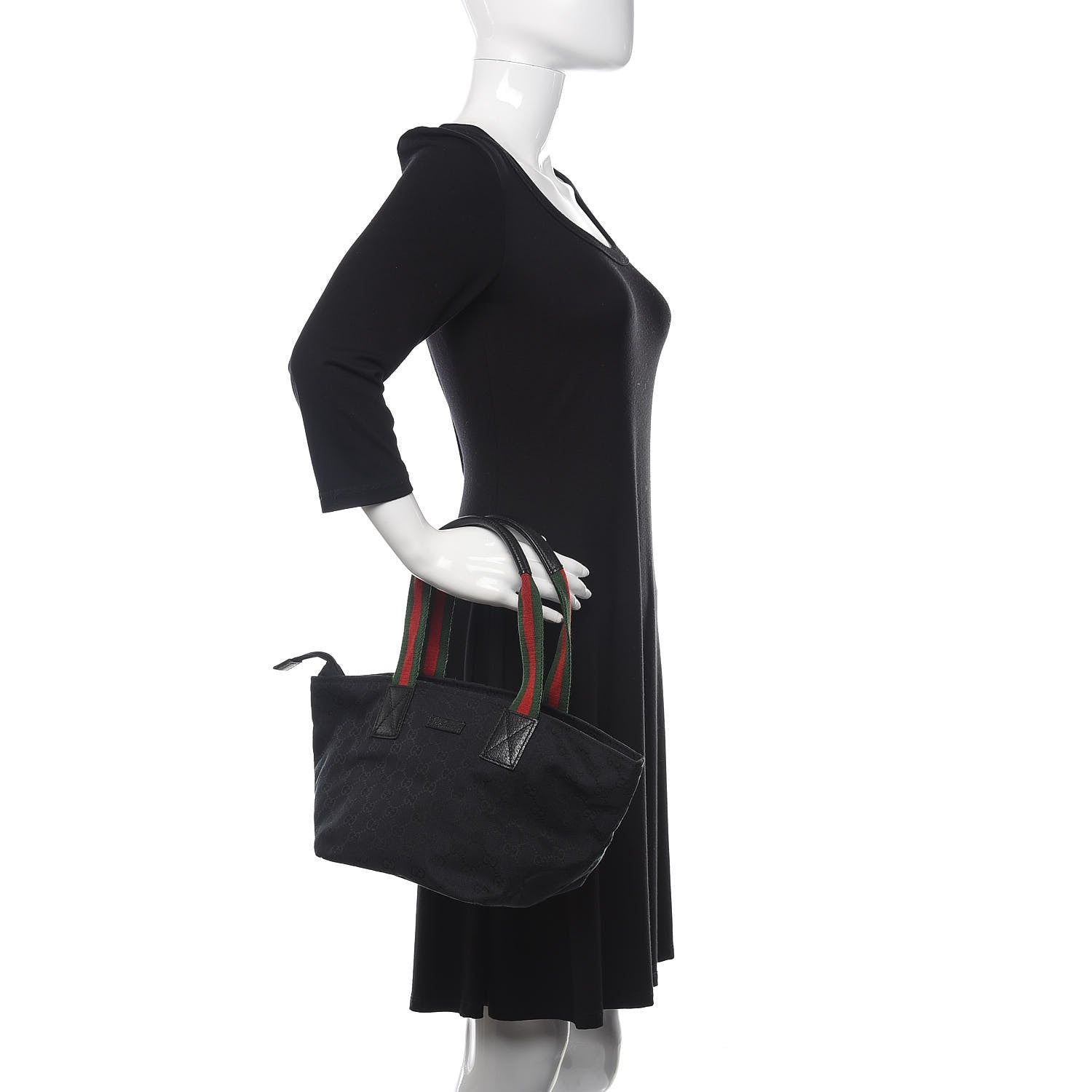 Gucci GG Monogram Small Web Handle Bucket Tote Black 2 of 10