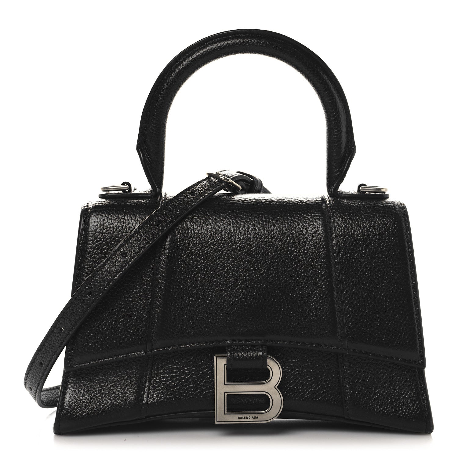 Balenciaga Grained Calfskin Hourglass Top Handle Bag XS Black 1 of 11