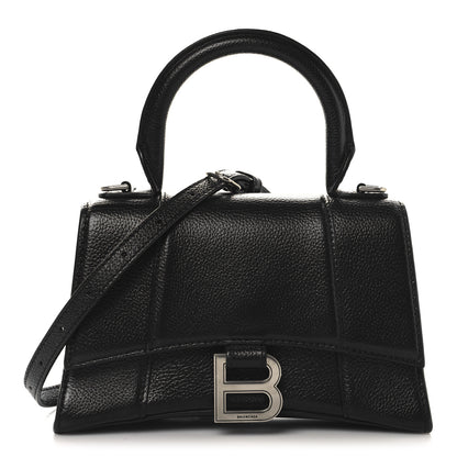 Balenciaga Grained Calfskin Hourglass Top Handle Bag XS Black 1 of 11