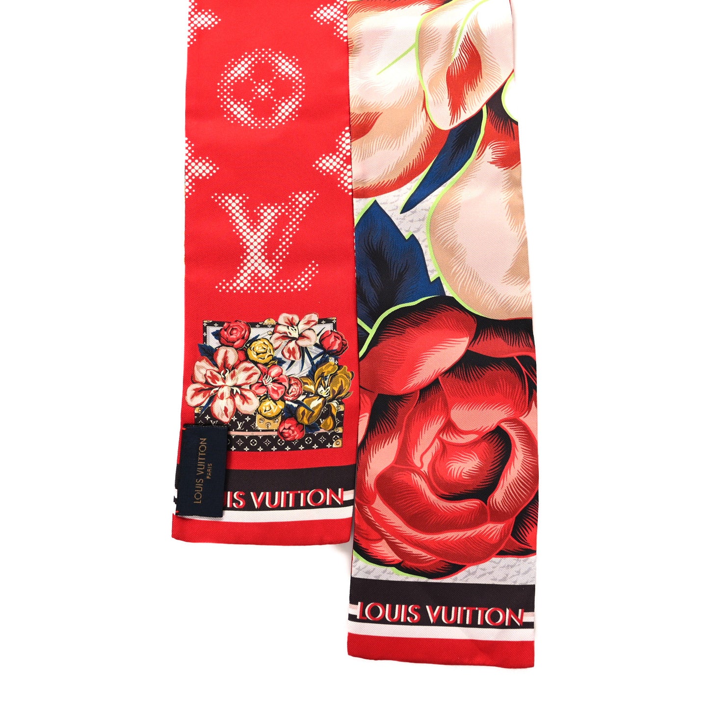 Silk Monogram Malle Fleurs Bandeau Rouge