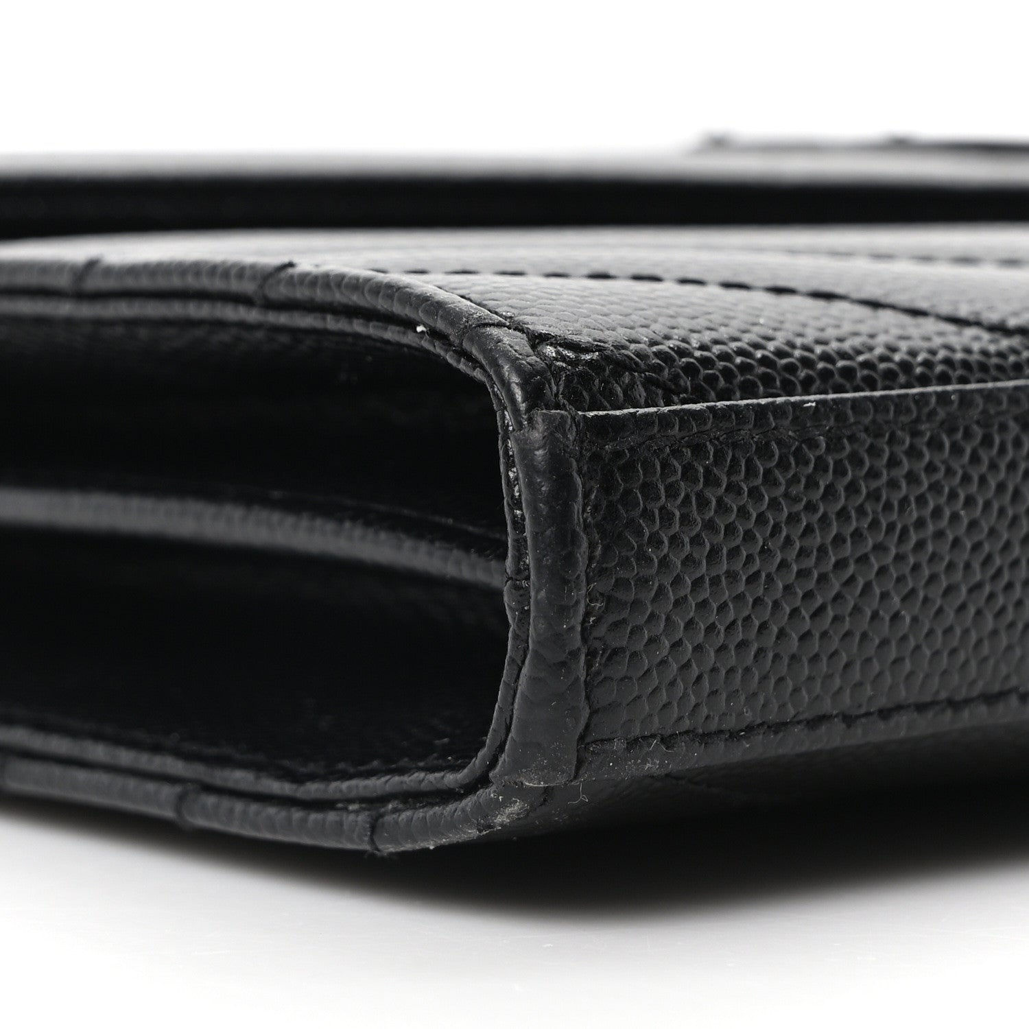 Saint Laurent Grain De Poudre Matelasse Chevron Monogram Monochrome Chain Wallet Black 15 of 17