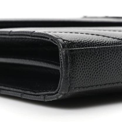 Saint Laurent Grain De Poudre Matelasse Chevron Monogram Monochrome Chain Wallet Black 15 of 17