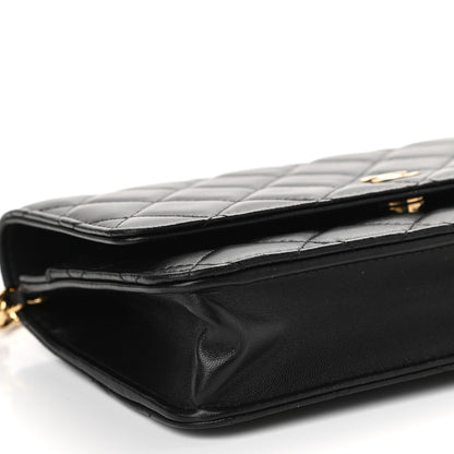 Chanel Lambskin Quilted Wallet On Chain WOC Black 10 of 11