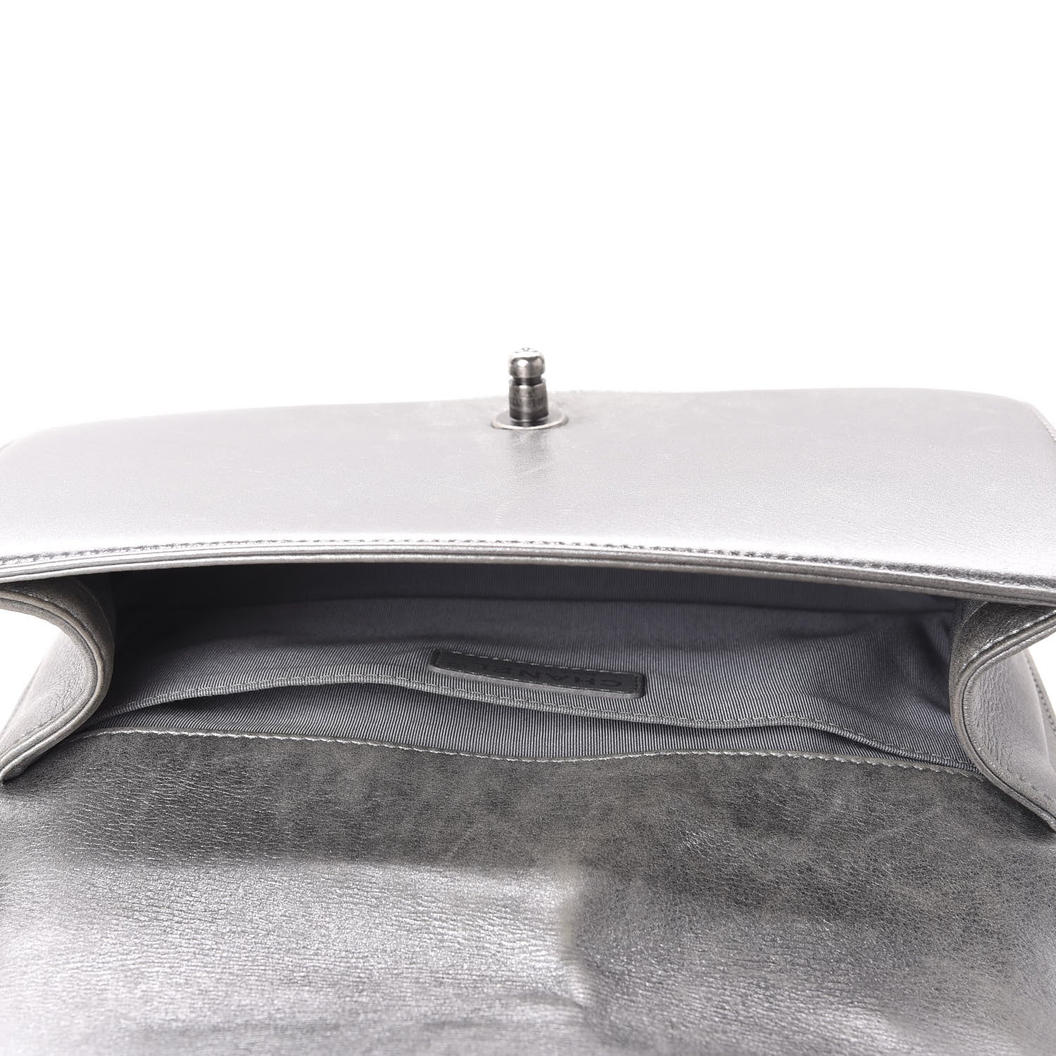 Chanel Metallic Lambskin Quilted Medium Boy Flap Silver 6 of 13