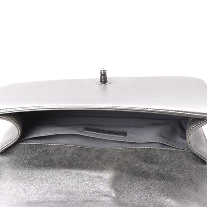 Chanel Metallic Lambskin Quilted Medium Boy Flap Silver 6 of 13