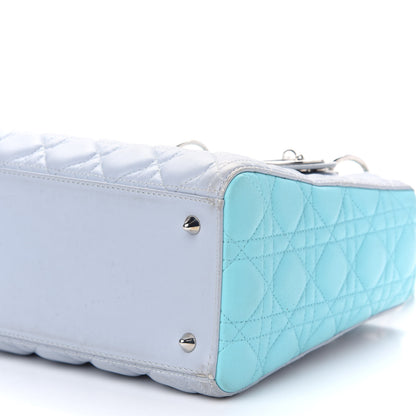 Christian Dior Lambskin Cannage Medium Bi-Color Lady Dior Grey Turquoise 5 of 10