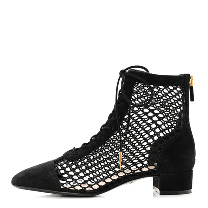 Christian Dior Suede Laminated Resille Naughtily-D 30mm Ankle Boots 36 Black Gold 1 of 13