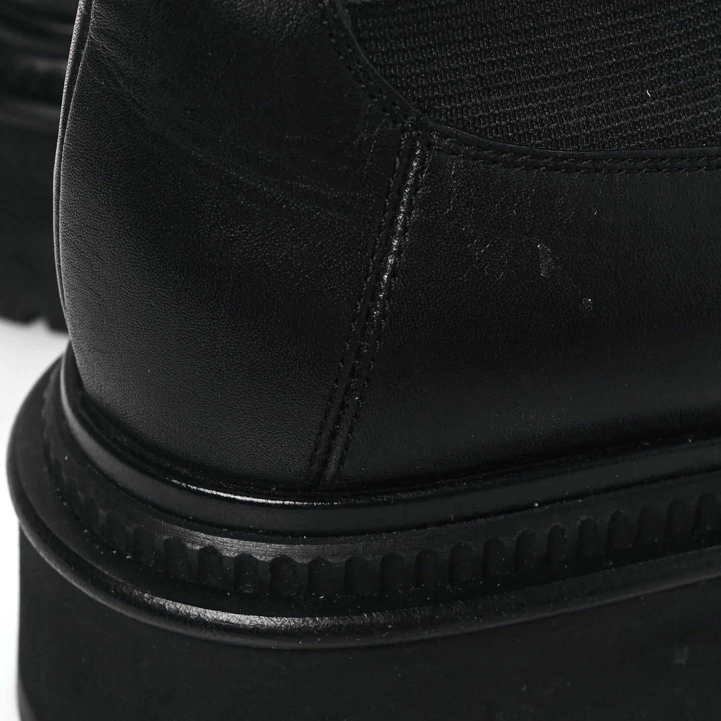 Grained Calfskin Patent Cap Toe CC Platform Ankle Boots 37.5 Black
