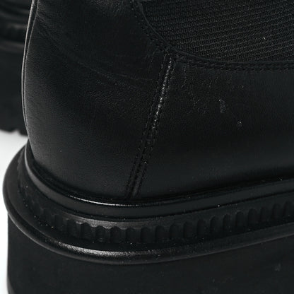 Chanel Grained Calfskin Patent Cap Toe CC Platform Ankle Boots 37.5 Black 9 of 10