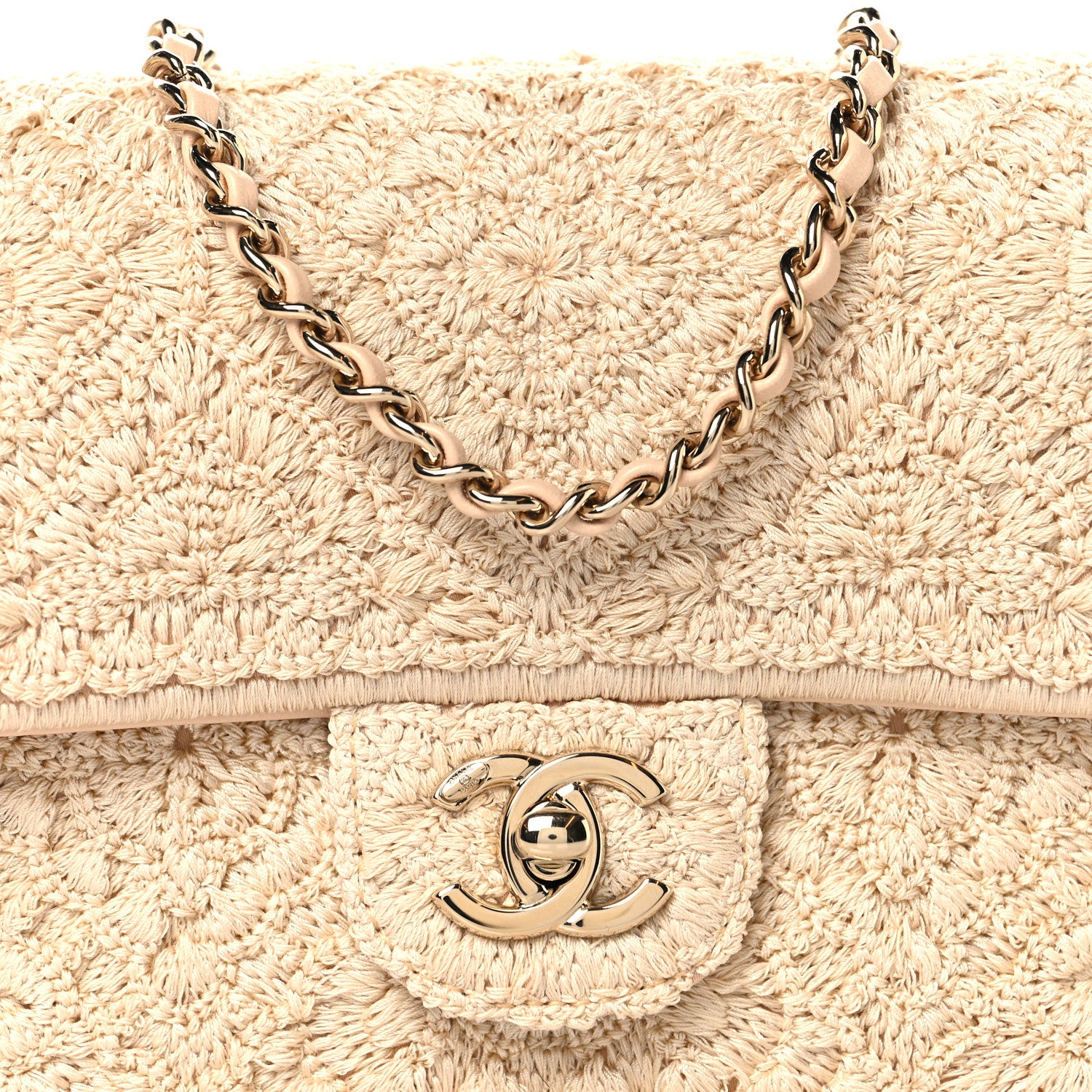 Chanel Crochet Embroidered Mini Rectangular Flap Beige 8 of 11