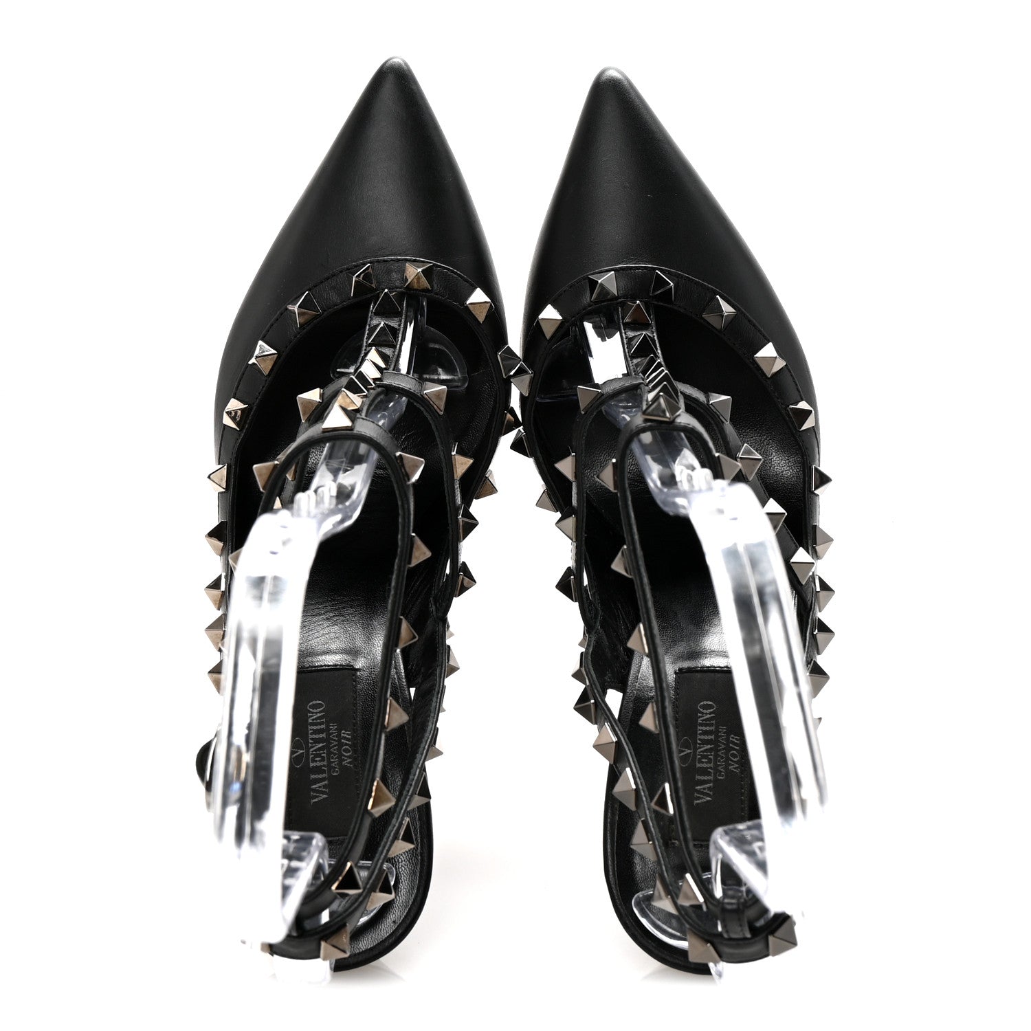 Valentino Garavani Calfskin Nappa Rockstud Ankle Strap 100mm Pumps 39.5 Black 2 of 9