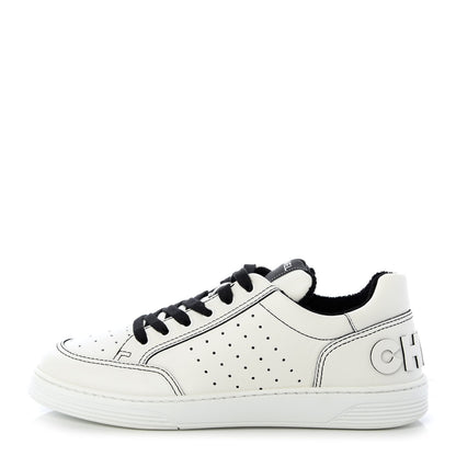 Chanel Calfskin Womens Logo Sneakers 40 Black White 1 of 11