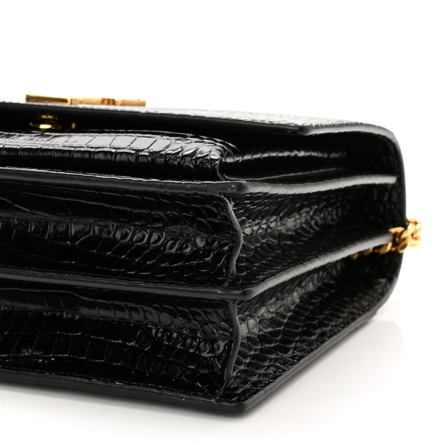 Calfskin Crocodile Embossed Medium Monogram Sunset Black
