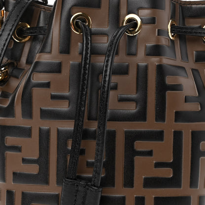 Fendi Vitello Liberty F is Fendi Bi-Color FF 1974 Embossed Mini Mon Tresor Bucket Bag Maya Black 8 of 11