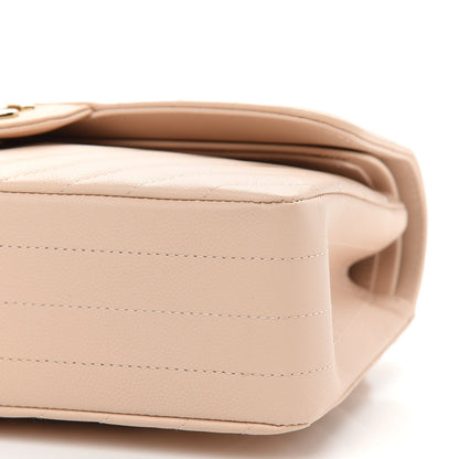 Chanel Caviar Chevron Quilted Small Double Flap Beige 9 of 9
