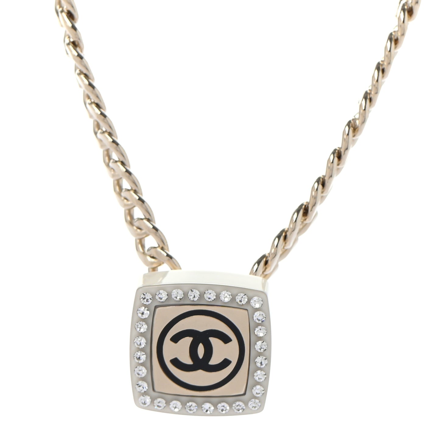 Metal Crystal CC Square Choker Gold