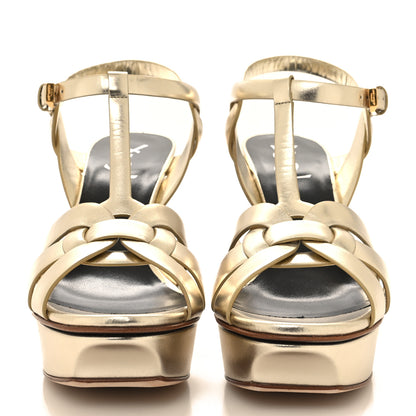 Saint Laurent Metallic Nappa Tribute 75 Platform Sandals 39.5 Platino 2 of 9