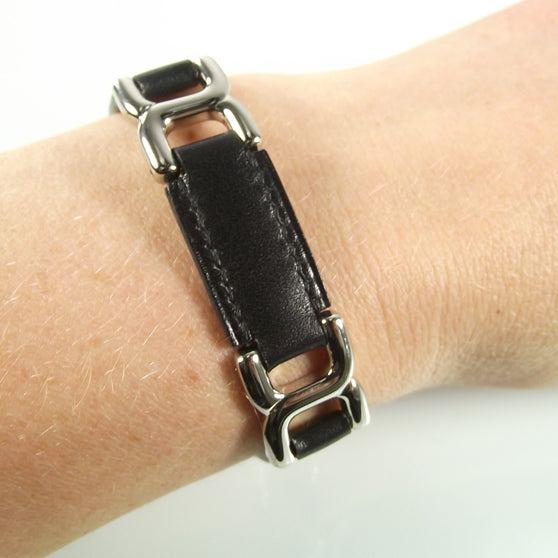 Hermes Swift Leather Link Bracelet Black 2 of 8